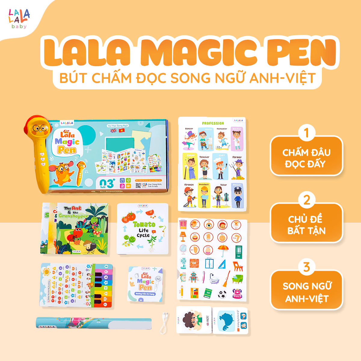 Bút chấm đọc song ngữ Lala Magic Pen - Ảnh 2