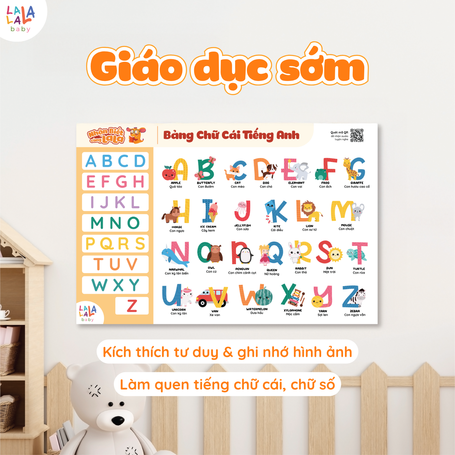 Bảng chữ cái tiếng việt cửu chương poster dán tường đồ chơi giáo dục sớm - Ảnh 4
