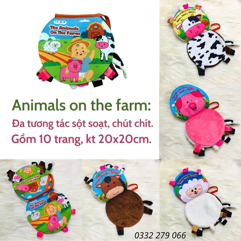 Sách vải the Animals On the farm/Jungle Lalala baby đa tương tác lật mở sột soạt thu vị - Ảnh 2