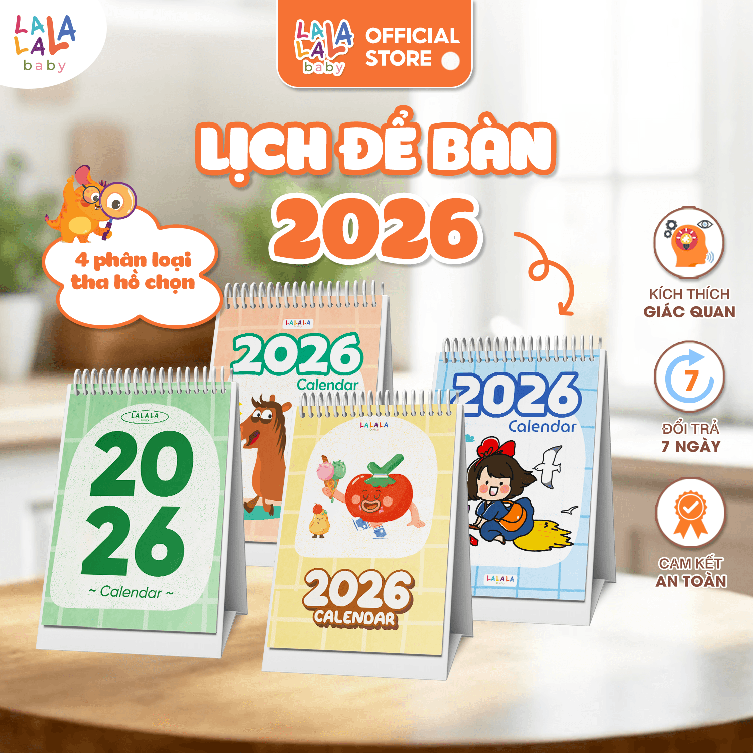 Lịch để bàn 2026 có lịch âm mini kèm ghi chú cute Calendar nhiều mẫu Lalala Baby - Ảnh 2
