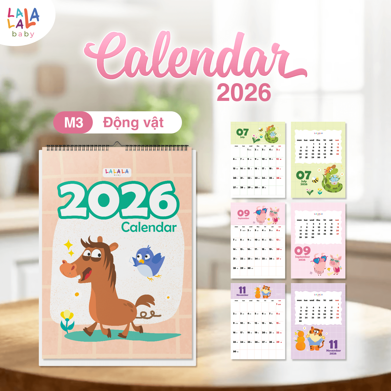 Lịch để bàn 2026 có lịch âm mini kèm ghi chú cute Calendar nhiều mẫu Lalala Baby - Ảnh 5