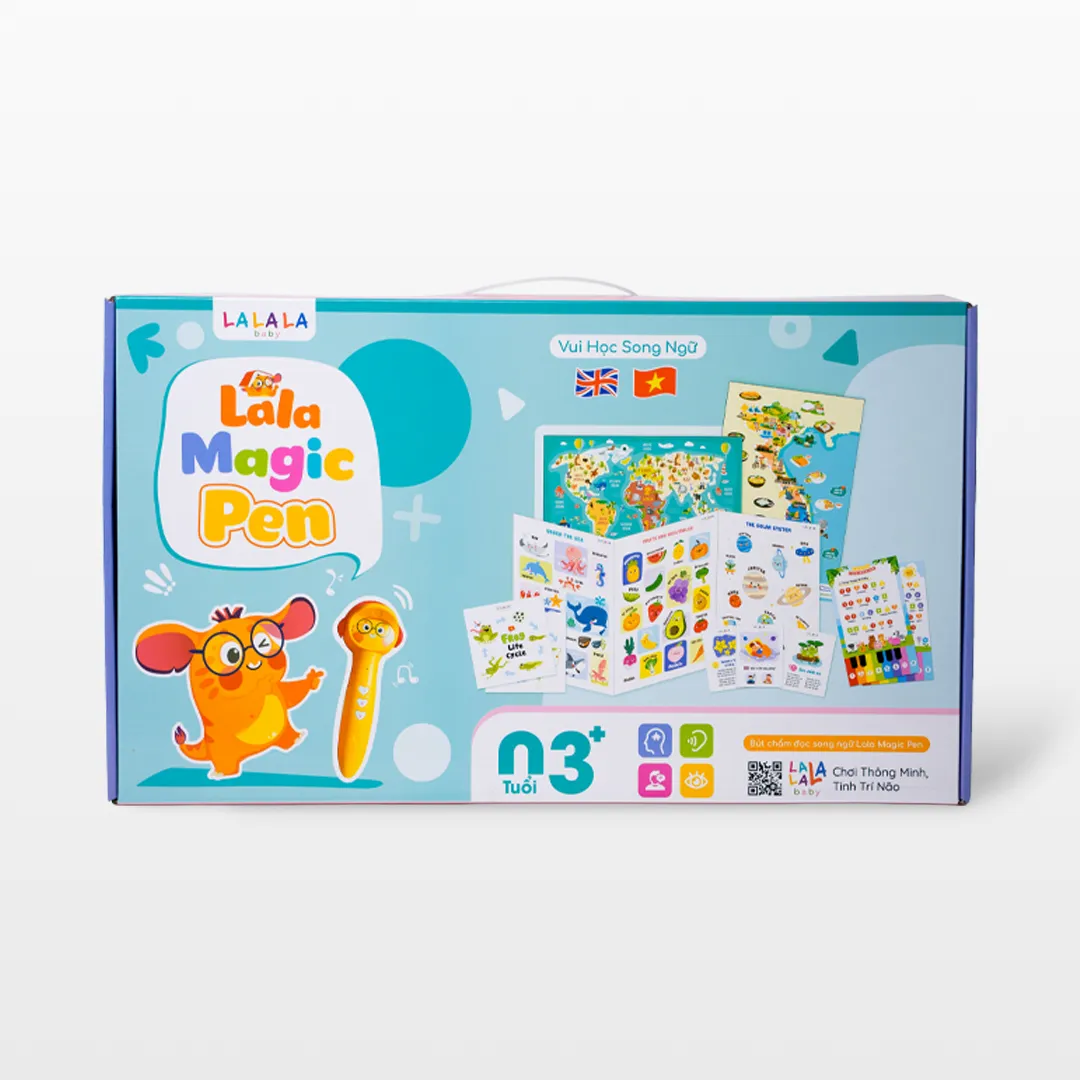 Full box Bút chấm đọc Lala Magic Pen updating version kèm 63 học liệu