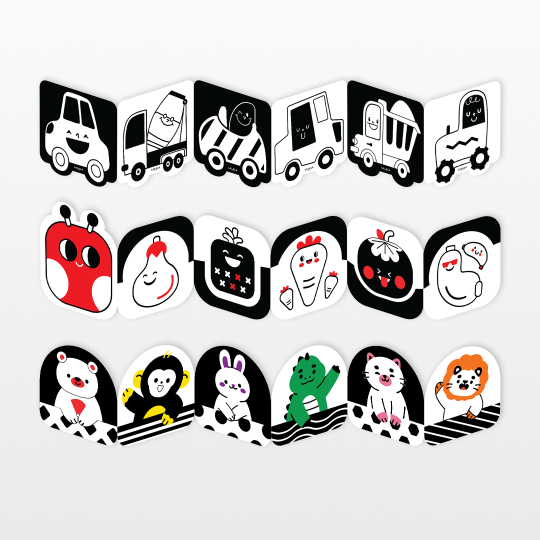 Thẻ gấp thị giác LalaVisual đen trắng đỏ màu sắc đồ chơi cho trẻ sơ sinh Lalala baby