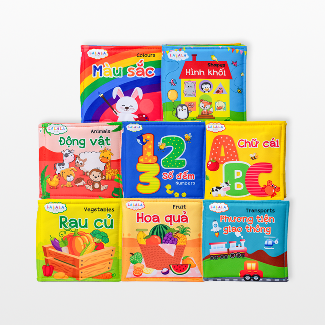 Sách Vải Cho Bé Sơ Sinh Lalala Baby đa Tương Tác thị giác. My Very First book 8 chủ đề 15x15cm, 12 trang