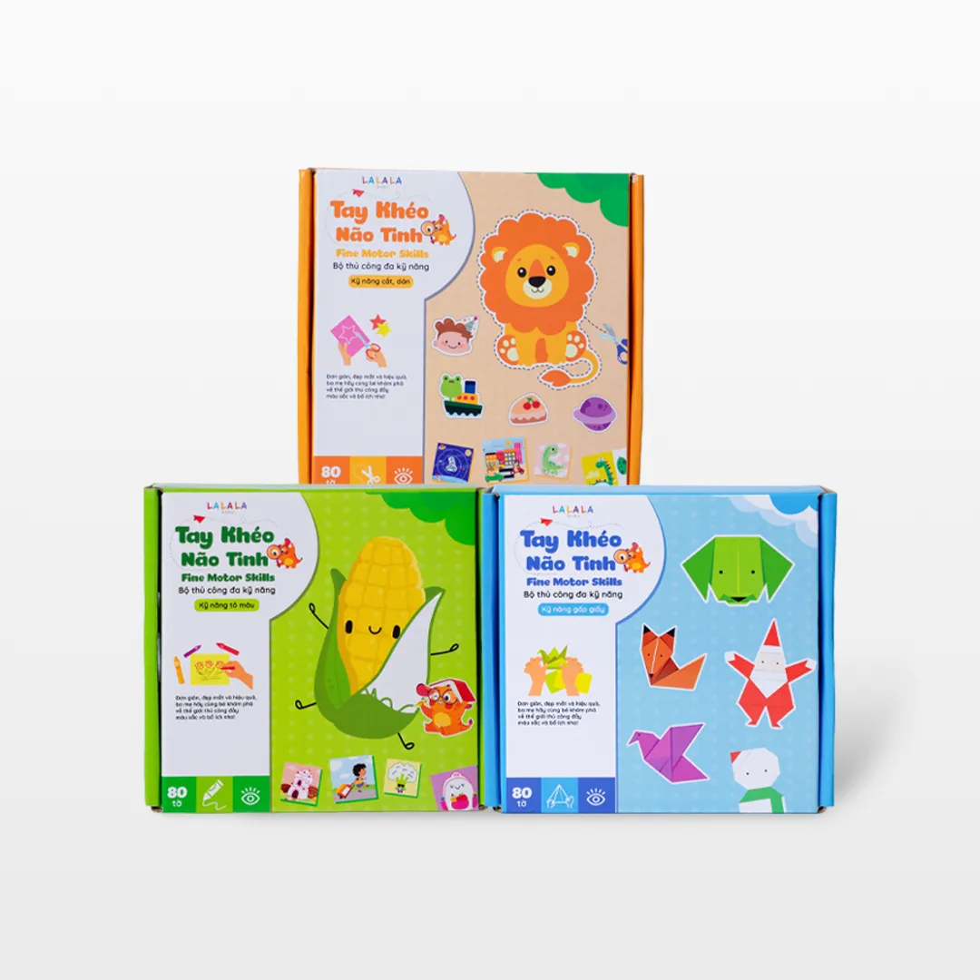 Bộ cắt giấy thủ công đa kĩ năng: cắt, dán, gấp giấy TAY KHÉO NÃO TINH - FINE MOTOR SKILLS