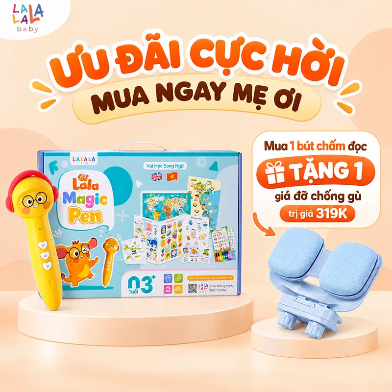 Full box Bút chấm đọc Lala Magic Pen updating version kèm 63 học liệu