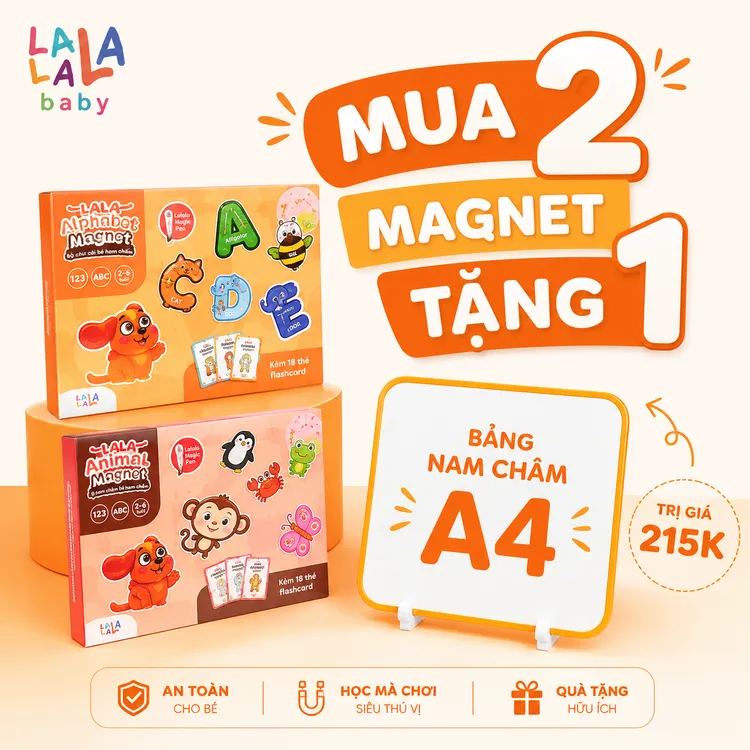 [MUA 2 TẶNG BẢNG NAM CHÂM] Đồ Chơi Nam Châm Lala Magnet Plus Hỗ Trợ Phát Triển Khả Năng Tư Duy Cho Bé Lalala Baby