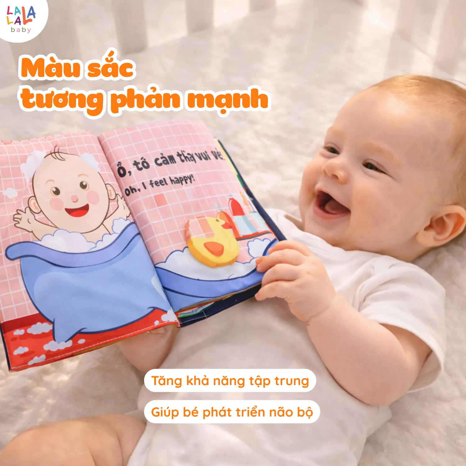 Sách vải đa tương tác song ngữ Lalala Baby - Đồ chơi Giáo Dục Sớm Cho Bé 0-4 Tuổi - Ảnh 3