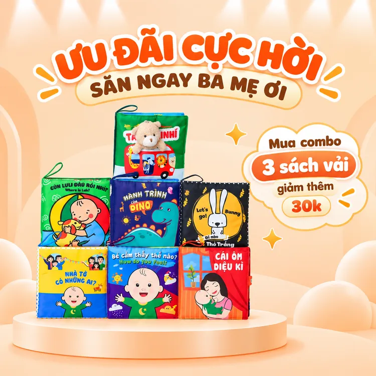Sách vải đa tương tác song ngữ Lalala Baby - Đồ chơi Giáo Dục Sớm Cho Bé 0-4 Tuổi
