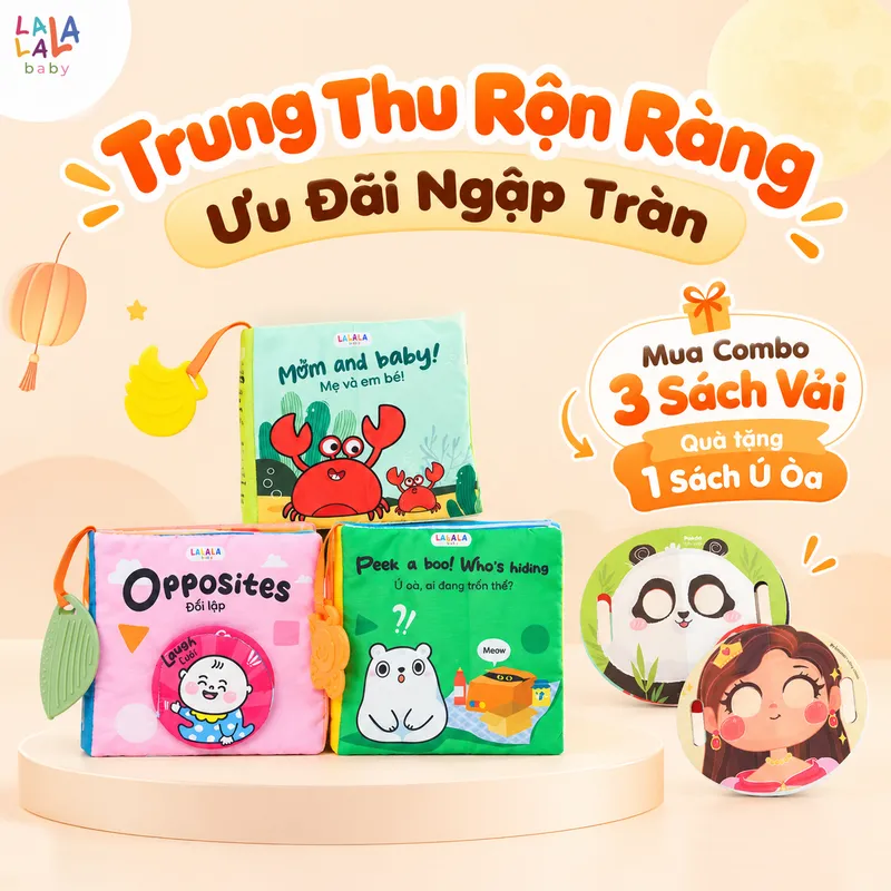 Sách vải ehon Lalala Baby- Đồ chơi vải tương tác cho bé đồ chơi giáo dục sớm kích thích giác quan