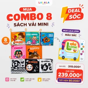 Sách vải mini 8 chủ đề - Đồ chơi giáo dục đầu đời kích thích đa giác quan