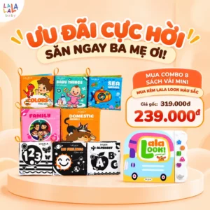 Sách vải mini 8 chủ đề – Đồ chơi giáo dục đầu đời kích thích đa giác quan