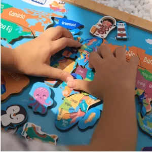 Đồ chơi ghép hình nam châm bản đồ Thế Giới size A3