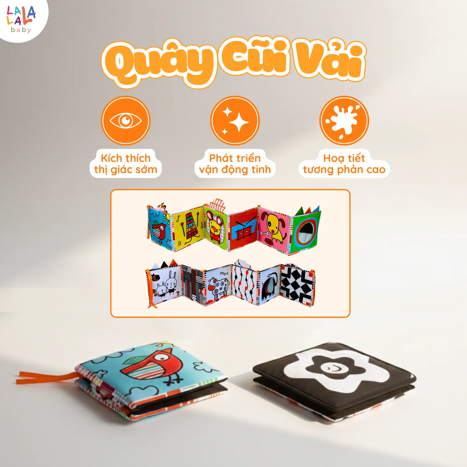 ZIGZAG CARD with Lala's friends (Quây cũi vải thị giác cho bé) - Kích Thích Giác Quan Từ Những Tháng Đầu Đời - Ảnh 2
