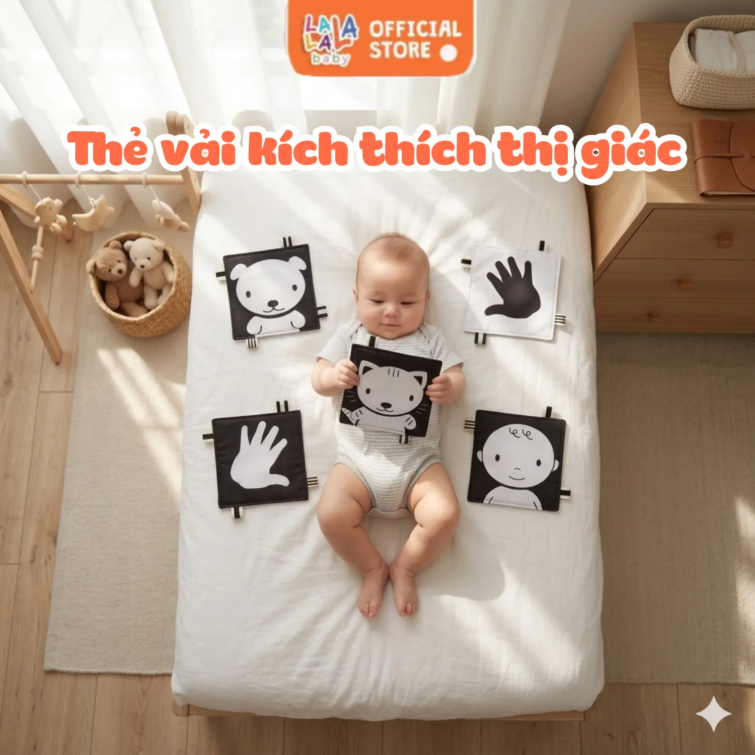 Bộ thẻ vải kích thích thị giác cho trẻ sơ sinh 0-12 tháng tuổi - Ảnh 5