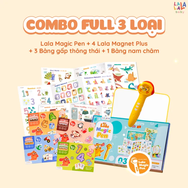 Combo phát triển song ngữ - Combo Bút chấm đọc Lala Magic Pen + Bảng gấp Plus Lala Magnet + Bảng gấp thông thái - Ảnh 8