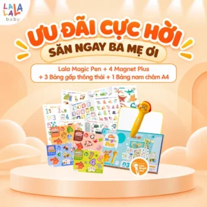Combo phát triển song ngữ – Combo Bút chấm đọc Lala Magic Pen + Bảng gấp Plus Lala Magnet + Bảng gấp thông thái