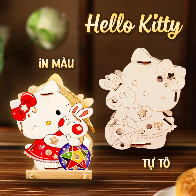 Đèn lồng gỗ Lalamoon trung thu bộ kit tự làm đèn Trông trăng tự do sáng tạo Lalala baby - Ảnh 3