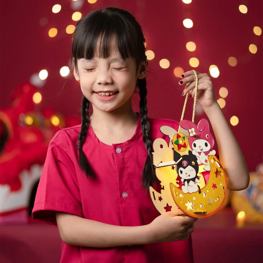 Đèn lồng gỗ Lalamoon trung thu bộ kit tự làm đèn Trông trăng tự do sáng tạo Lalala baby - Ảnh 2