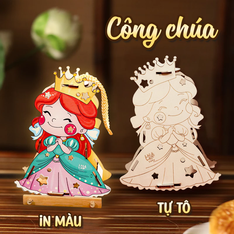 Đèn lồng gỗ Lalamoon trung thu bộ kit tự làm đèn Trông trăng tự do sáng tạo Lalala baby - Ảnh 6