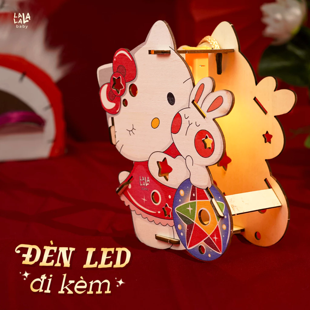 Đèn lồng gỗ Lalamoon trung thu bộ kit tự làm đèn Trông trăng tự do sáng tạo Lalala baby - Ảnh 7