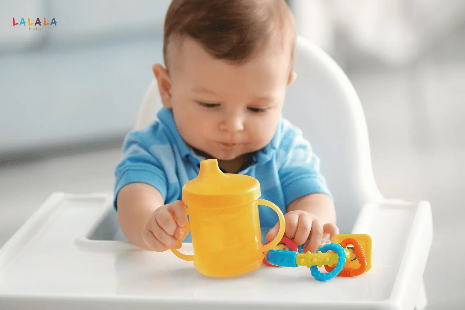Cho bé làm quen với cầm cốc có quai